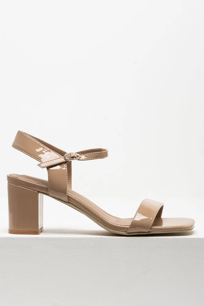 Block Heel Sandal Natural