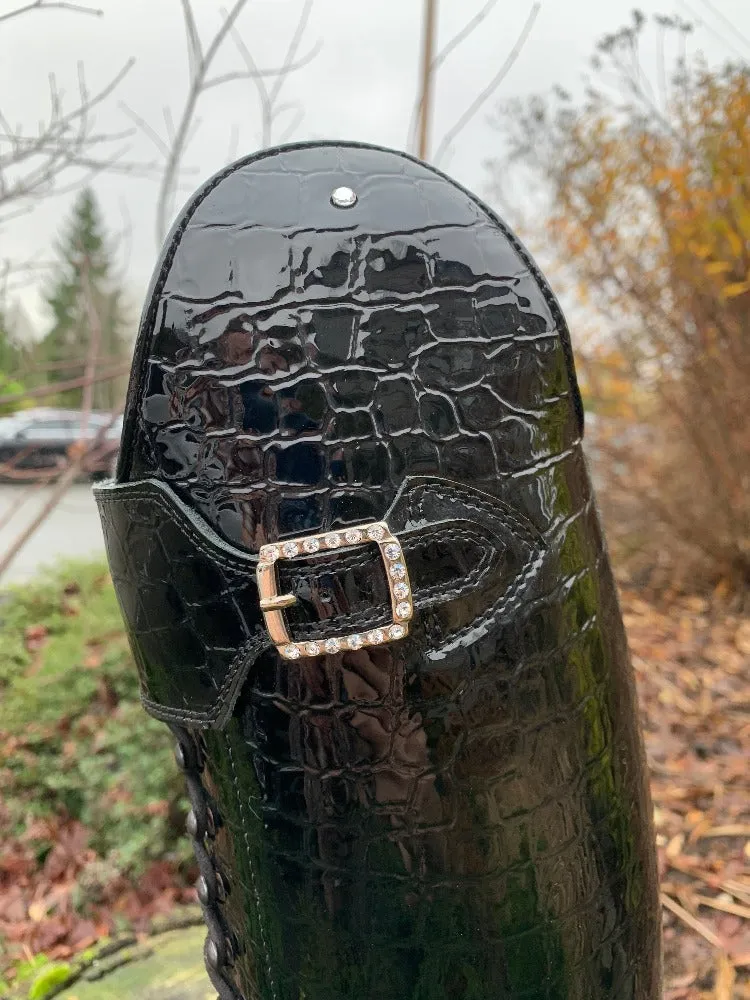 Custom DeNiro Tintoretto Dressage Boot - Black Lucidi with Swarovski Buckle