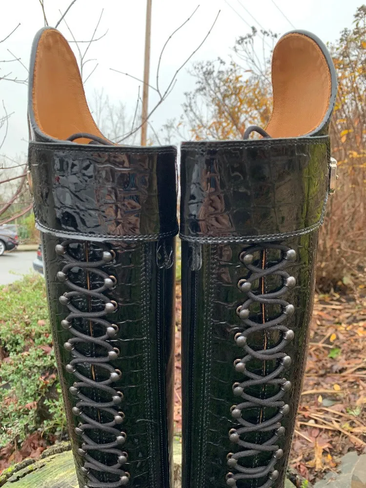 Custom DeNiro Tintoretto Dressage Boot - Black Lucidi with Swarovski Buckle