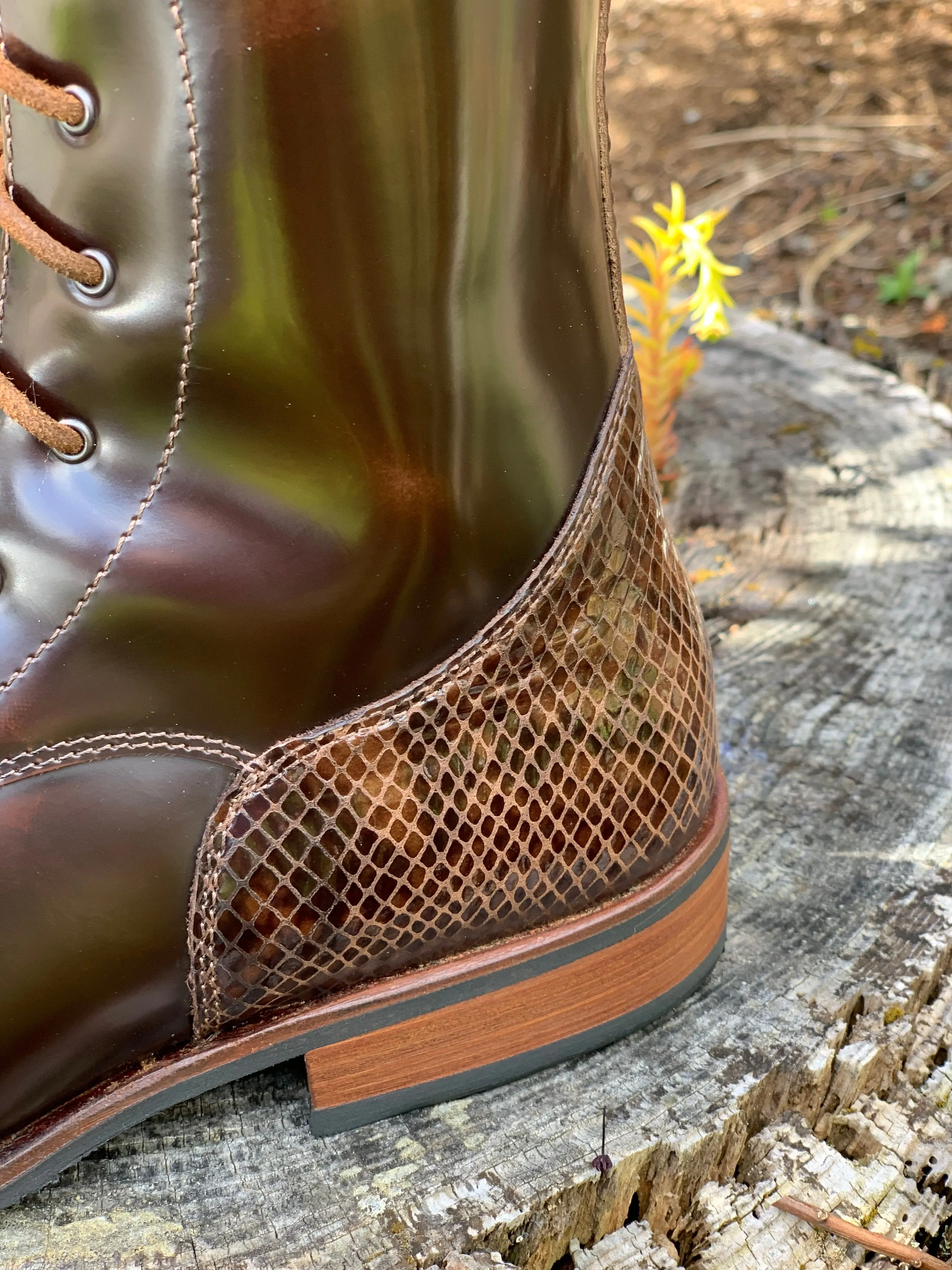 Custom DeNiro Tintoretto Dressage Boot - Brushed Brown with Rondine Print Top