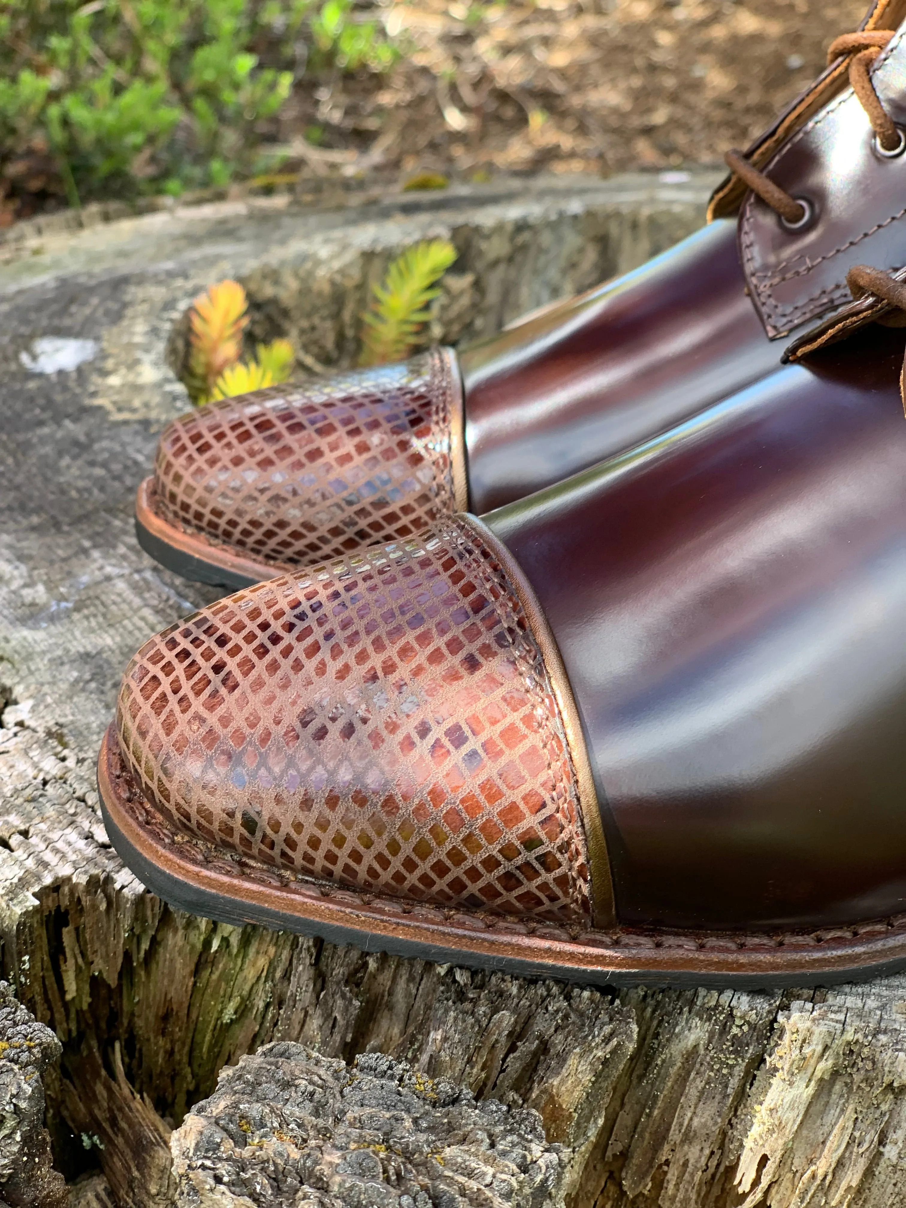 Custom DeNiro Tintoretto Dressage Boot - Brushed Brown with Rondine Print Top