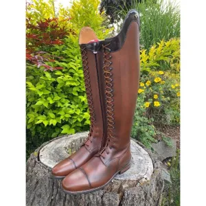 Custom DeNiro Tintoretto Dressage Boots - Brandy Vintage Calfskin with Aurora Top