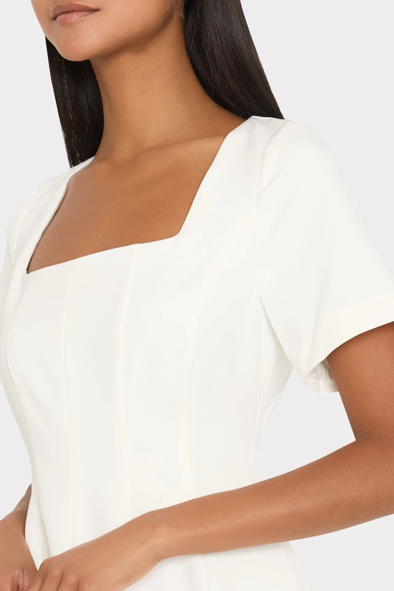 Joy Lace Combo Mini Godet Dress