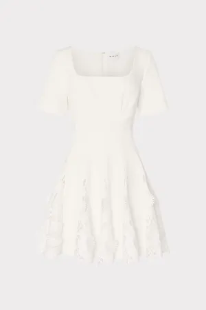 Joy Lace Combo Mini Godet Dress