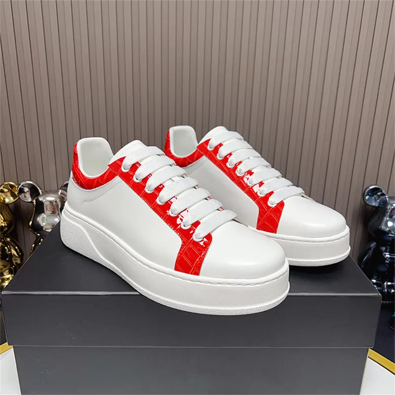 LuxeCroco Platform Lace-up Stitching Exotic Sneakers