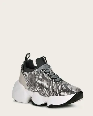 Sneakers grey exotic leather